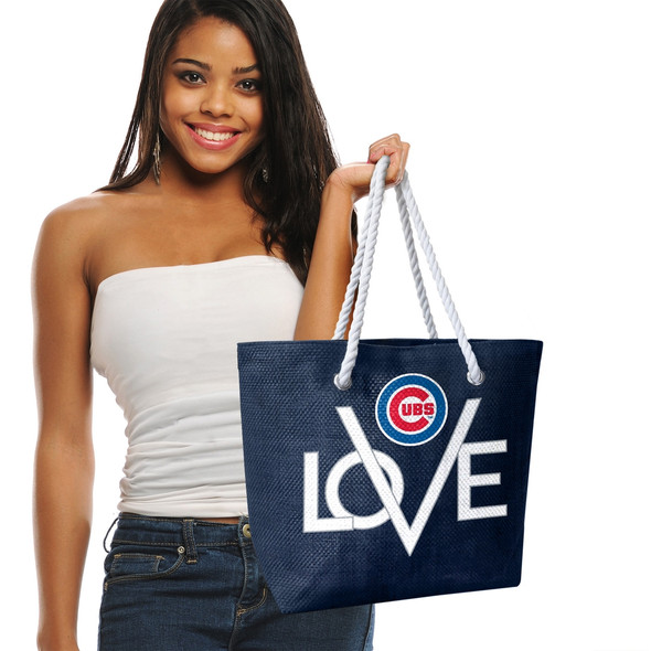 Chicago Cubs Love Tote Bag MLB Fan Tote Travel Shopping Bag