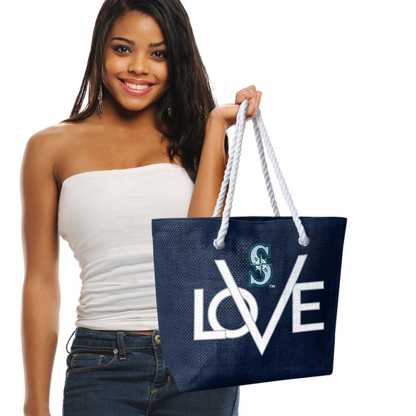 Seattle Mariners Love Tote Bag MLB Fan Tote Travel Shopping Bag