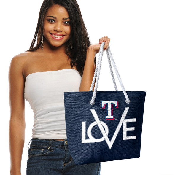 Texas Rangers Love Tote Bag MLB Fan Tote Travel Shopping Bag