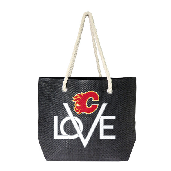 Calgary Flames Love Tote Bag NHL Fan Tote Travel Shopping Bag