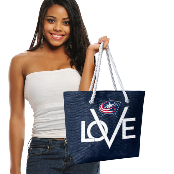 Columbus Blue Jackets Love Tote Bag NHL Fan Tote Travel Shopping Bag