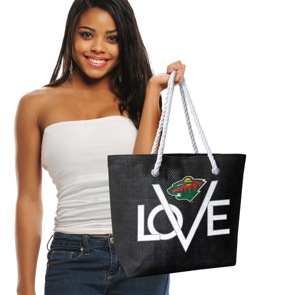 Minnesota Wild Love Tote Bag NHL Fan Tote Travel Shopping Bag