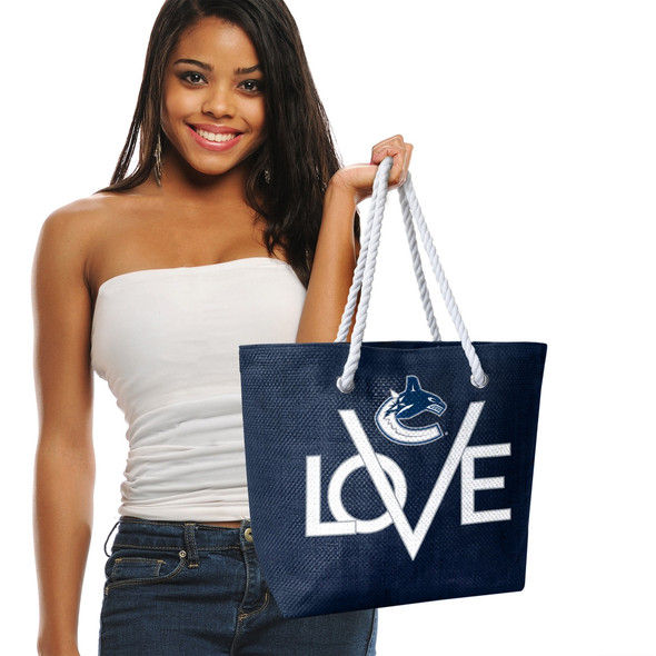 Vancouver Canucks Love Tote Bag NHL Fan Tote Travel Shopping Bag