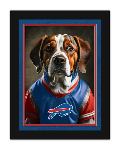 Buffalo Bills Dog in Team Jersey 12x16