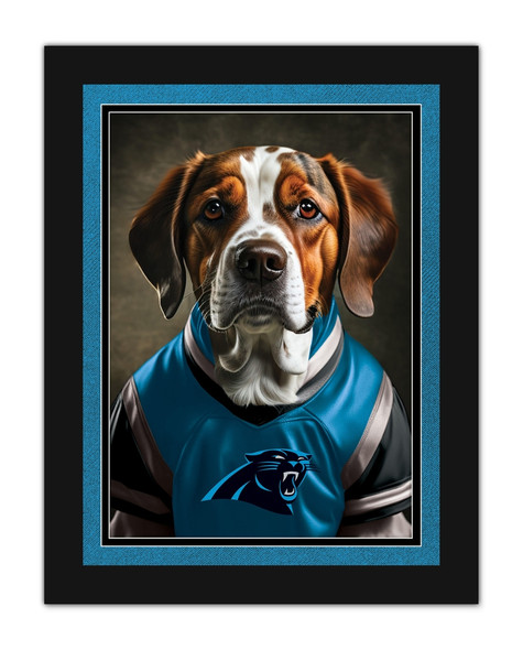 Carolina Panthers Dog in Team Jersey 12x16