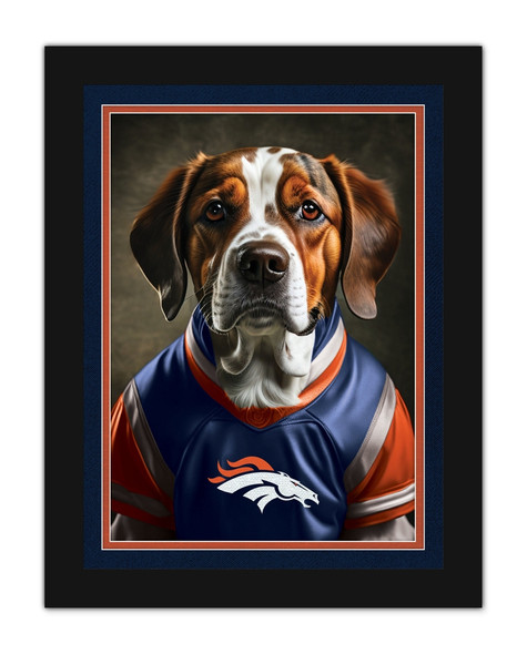 Denver Broncos Dog in Team Jersey 12x16