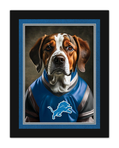 Detroit Lions Dog in Team Jersey 12x16
