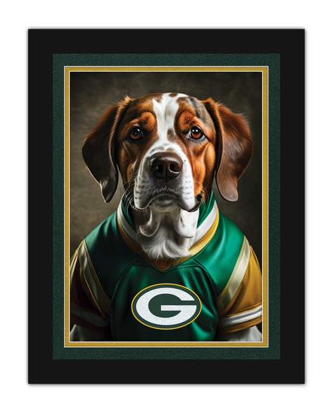 Green Bay Packers Dog in Team Jersey 12x16