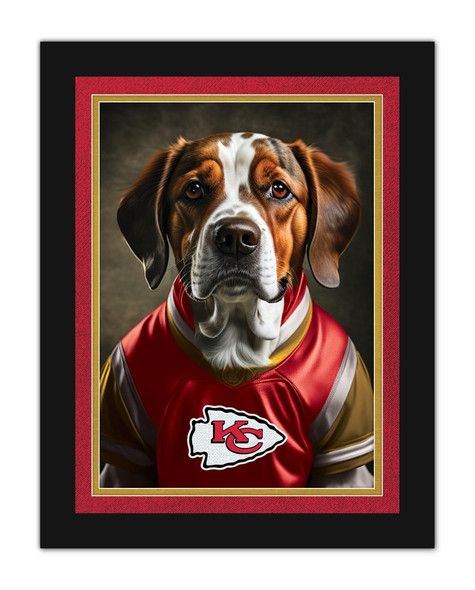 Kansas City Chiefs Dog in Team Jersey 12x16