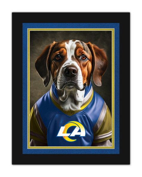 Los Angeles Rams Dog in Team Jersey 12x16