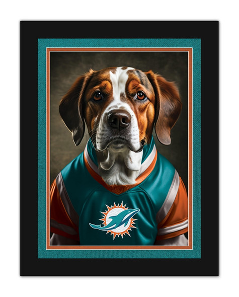 Miami Dolphins Dog in Team Jersey 12x16