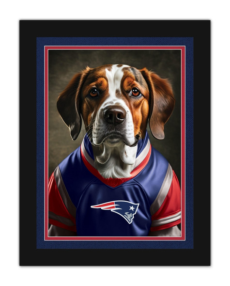 New England Patriots Dog in Team Jersey 12x16