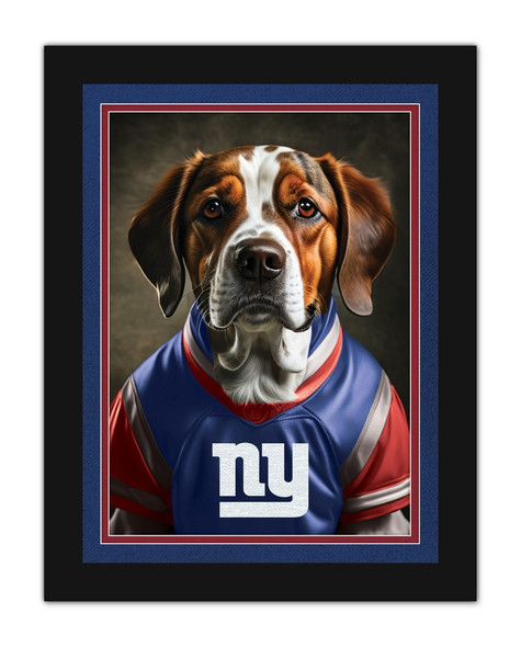New York Giants Dog in Team Jersey 12x16