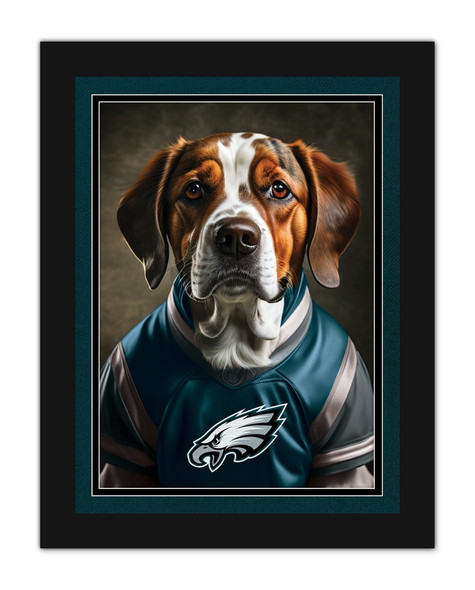 Philadelphia Eagles Dog in Team Jersey 12x16
