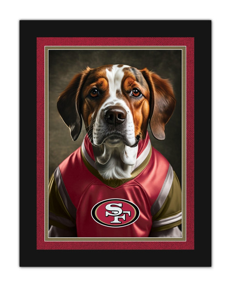 San Francisco 49ers Dog in Team Jersey 12x16