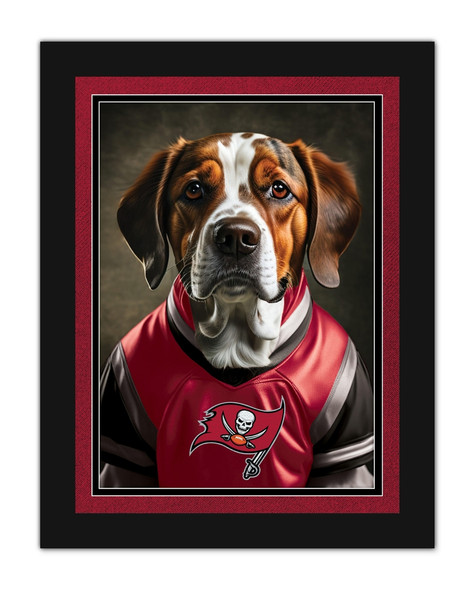 Tampa Bay Buccaneers Dog in Team Jersey 12x16