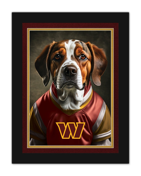 Washington Commanders Dog in Team Jersey 12x16