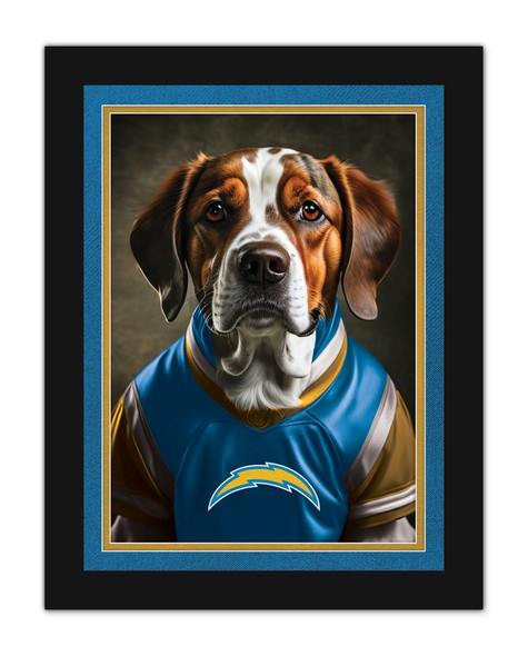 Los Angeles Chargers Dog in Team Jersey 12x16