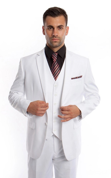 Men's Modern Fit 3-Piece Suit - White