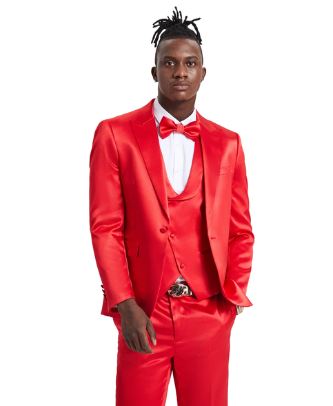 Men's 3-Piece Peak Lapel Suit - Red
