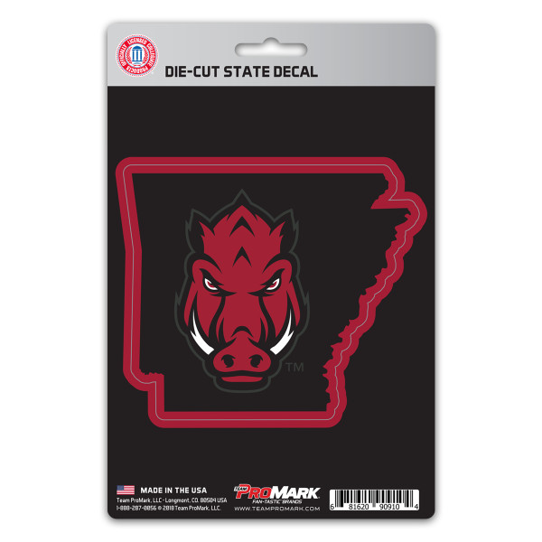 Arkansas Razorbacks State Shape Decal "Razorback Head" Logo / Shape of Arkansas