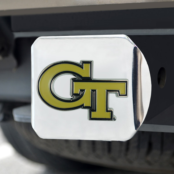 Georgia Tech Color Hitch Cover - Chrome 3.4"x4"