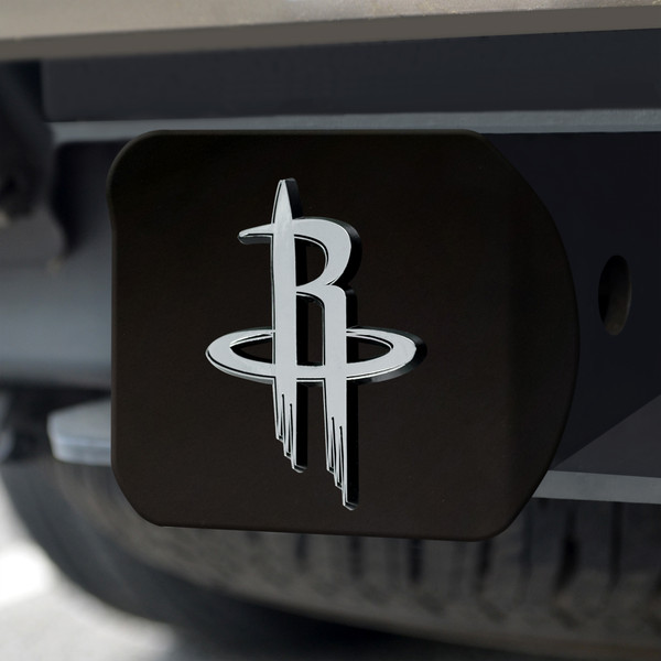 NBA - Houston Rockets Hitch Cover - Chrome on Black 3.4"x4"