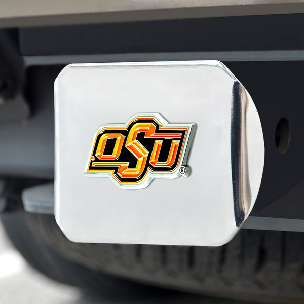 Oklahoma State University Color Hitch Cover - Chrome 3.4"x4"