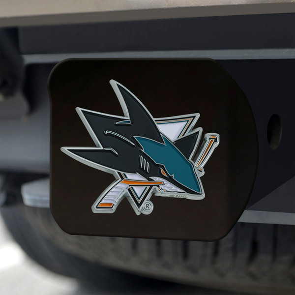 NHL - San Jose Sharks Hitch Cover - Color on Black 3.4"x4"