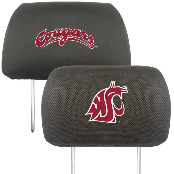 Washington State University - Washington State Cougars Head Rest Cover WSU Primary Logo and Wordmark Black