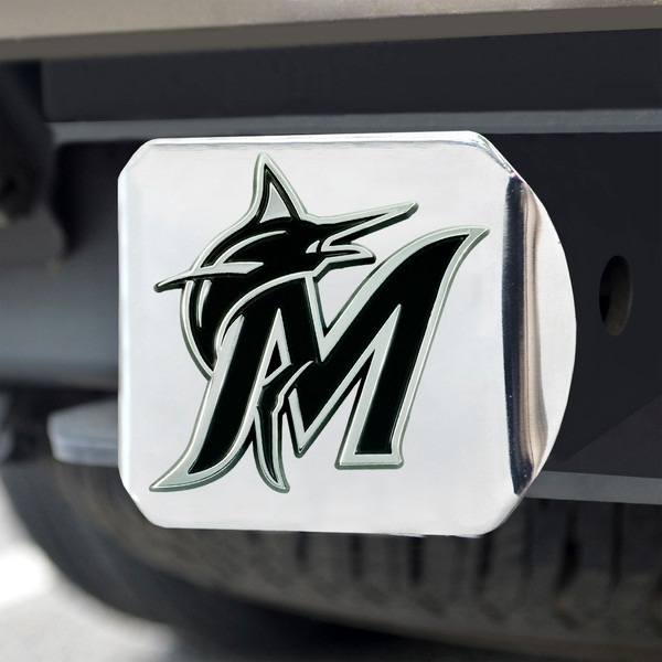 MLB - Miami Marlins Hitch Cover - Chrome 3.4"x4"