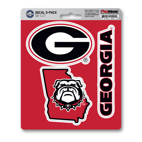 Georgia Bulldogs Decal 3-pk 3 Various Logos / Wordmark