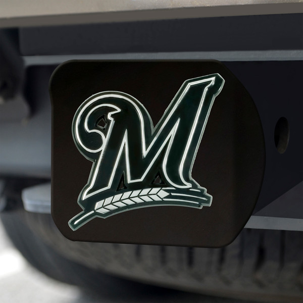 MLB - Milwaukee Brewers Hitch Cover - Black 3.4"x4"