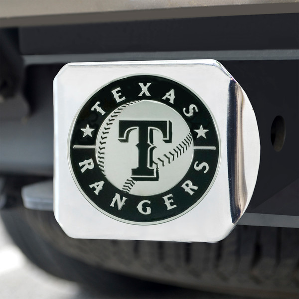 MLB - Texas Rangers Hitch Cover - Chrome 3.4"x4"