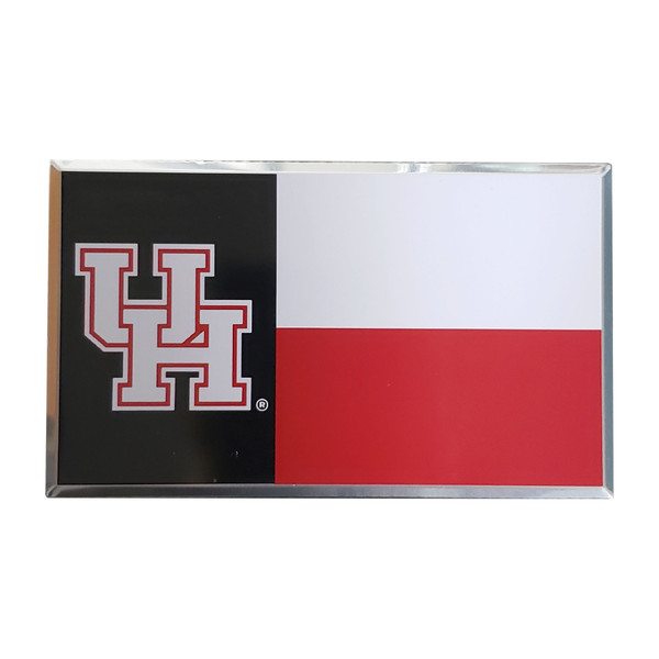 University of Houston - Houston Cougars Embossed State Flag Emblem Primary Team Logo on State Flag Design Red, Black
