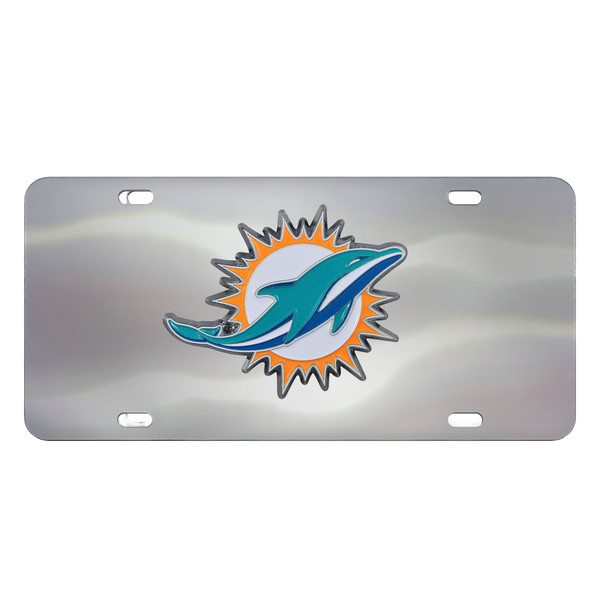 Miami Dolphins Diecast License Plate Dolphin Primary Logo Chrome