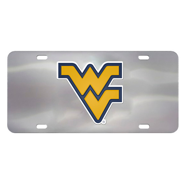 West Virginia University - West Virginia Mountaineers Diecast License Plate Flying WV Primary Logo Stainless Steel