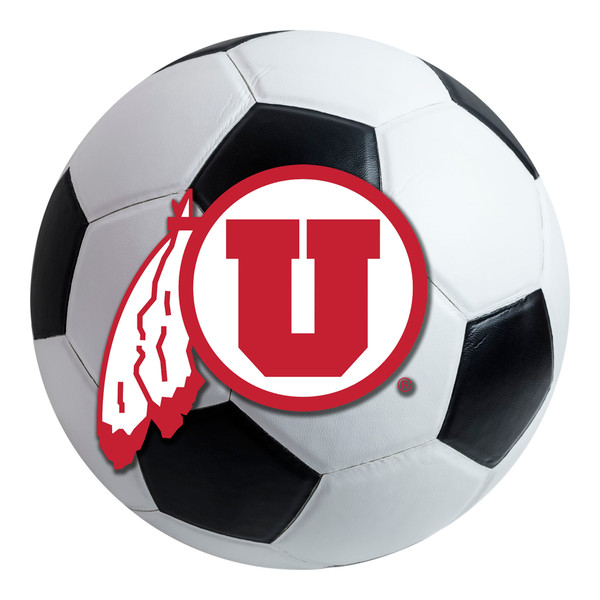 University of Utah - Utah Utes Soccer Ball Mat Circle & Feather Logo White