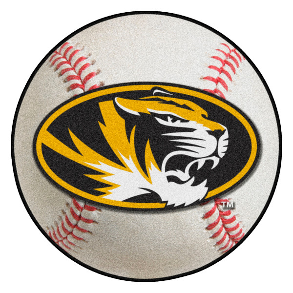 University of Missouri - Missouri Tigers Baseball Mat Tiger Head Primary Logo White
