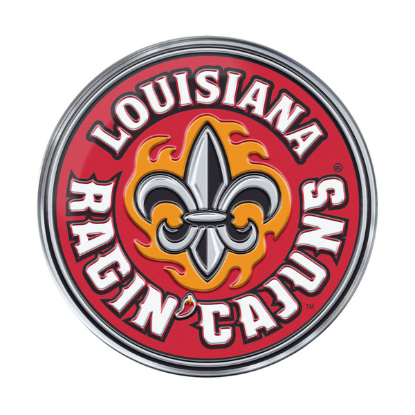 University of Louisiana-Lafayette - Louisiana-Lafayette Ragin' Cajuns Embossed Color Emblem "Circular Fluer-De-Lis" Logo Red