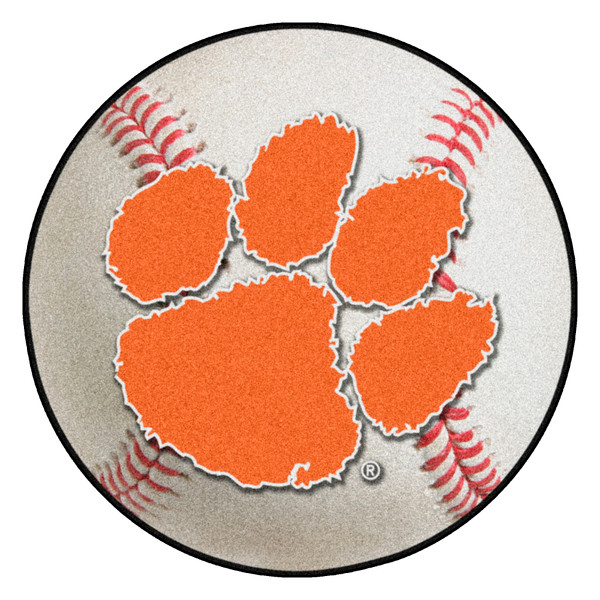 Clemson University - Clemson Tigers Baseball Mat Tiger Paw Primary Logo White