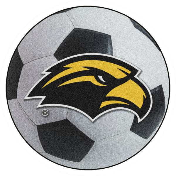University of Southern Mississippi - Southern Miss Golden Eagles Soccer Ball Mat Eagle Primary Logo White