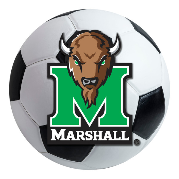 Marshall University - Marshall Thundering Herd Soccer Ball Mat Bison M Marshall Primary Logo White