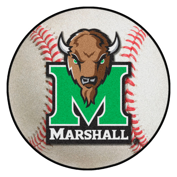 Marshall University - Marshall Thundering Herd Baseball Mat Bison M Marshall Primary Logo White