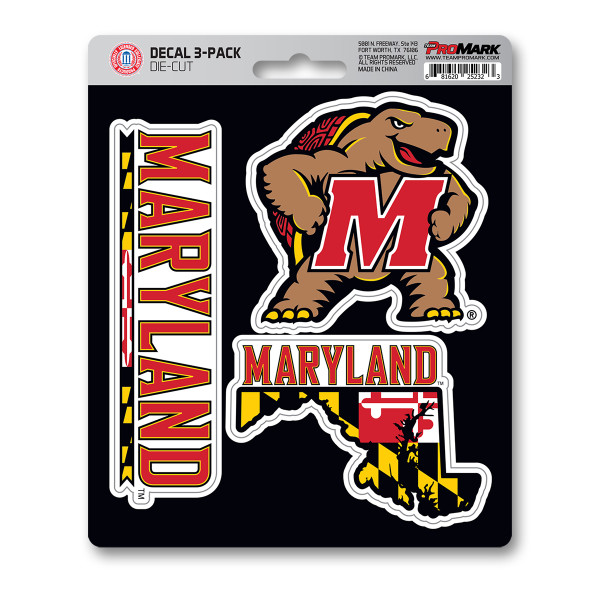 Maryland Terrapins Decal 3-pk 3 Various Logos / Wordmark