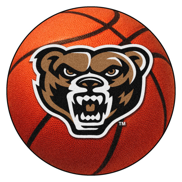 Oakland University - Oakland Golden Grizzlies Basketball Mat "Grizzly Bear" Logo Orange