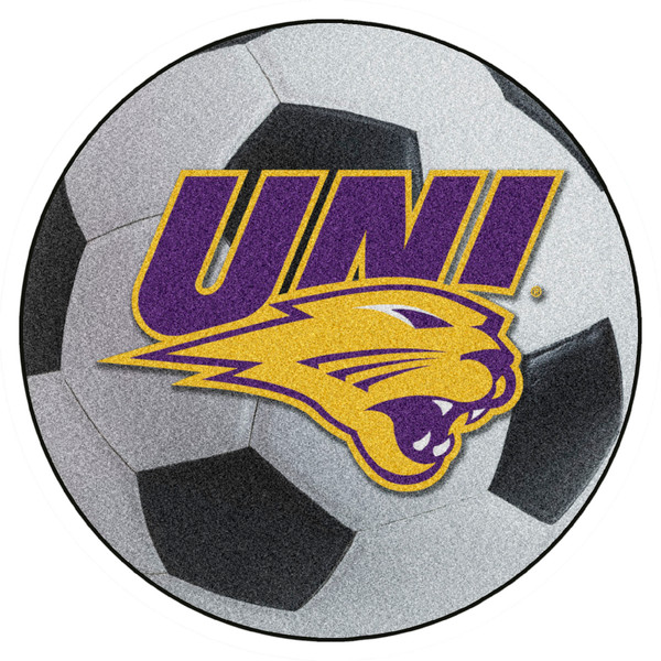 University of Northern Iowa - Northern Iowa Panthers Soccer Ball Mat "UNI & Panther" Logo White