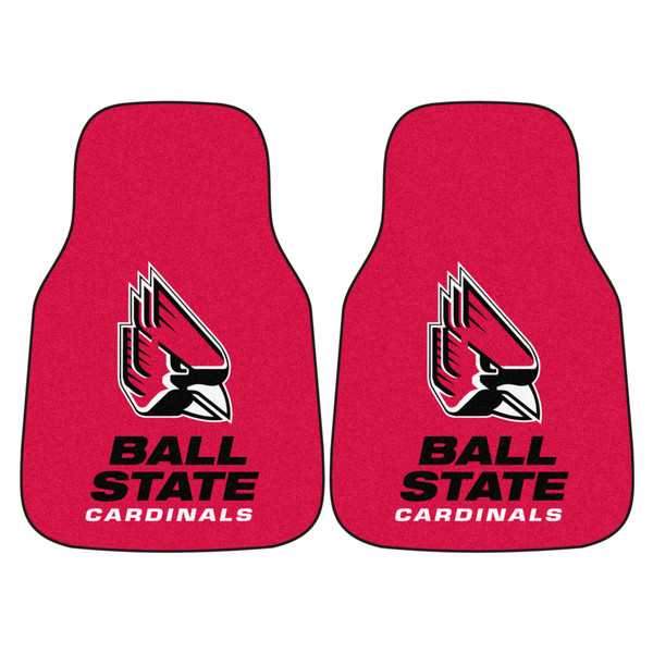 Ball State University - Ball State Cardinals 2-pc Carpet Car Mat Set "Cardinal" Logo Red