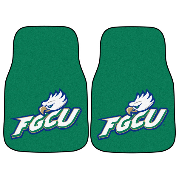 Florida Gulf Coast University - Florida Gulf Coast Eagles 2-pc Carpet Car Mat Set "FGCU Eagle" Logo Green