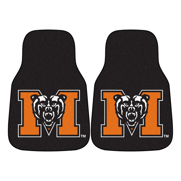 Mercer University - Mercer Bears 2-pc Carpet Car Mat Set "M & Bear" Logo Black